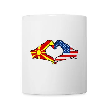 Macédoine États-Unis Drapeau Mains Coeur Forme - Mug blanc - blanc - Devant