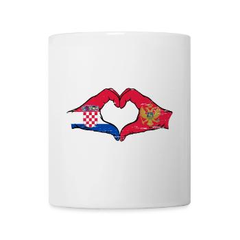 Croatia Montenegro flag hands heart shape used - Mug - white - Front