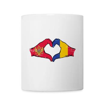 Montenegro Romania Flag Hands Heart Shape Used - Mug - white - Front
