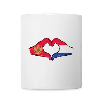 Monténégro Hollande Drapeau Mains Coeur Utilisé - Mug blanc - blanc - Devant