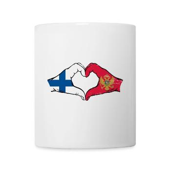 Finland Montenegro flag hands heart shape used - Mug - white - Front