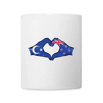 Uyghur New Zealand flag hands heart shape used - Mug - white - Front
