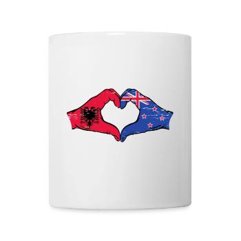 Albanie Nouvelle-Zélande drapeau mains coeur utilisé - Mug blanc - blanc - Devant