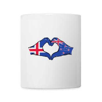 Islande Nouvelle-Zélande drapeau mains coeur utilisé - Mug blanc - blanc - Devant