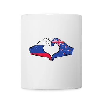 Drapeau de la Russie Nouvelle-Zélande Mains Coeur Forme Utilisé - Mug blanc - blanc - Devant