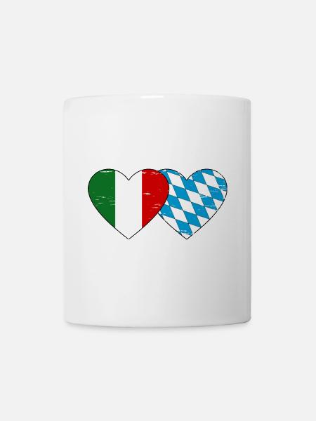 Italien Bayern Flagge Herz used - Tasse - Weiß