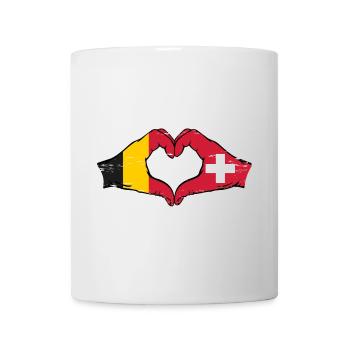 Belgique Suisse Drapeau Mains Coeur Forme Utilisé - Mug blanc - blanc - Devant