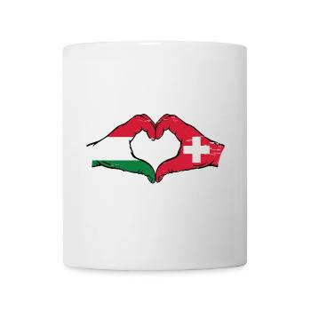 Hongrie Suisse Drapeau Mains Coeur Forme Utilisé - Mug blanc - blanc - Devant