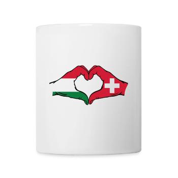 Hungary Switzerland Flag Hands Heart Shape - Mug - white - Front