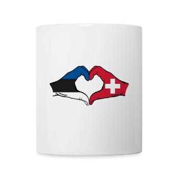 Estland Schweiz Flagge Hände Herzform - Tasse - Weiß - Vorne