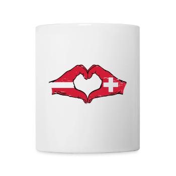 Latvia Switzerland Flag Hands Heart Shape Used - Mug - white - Front