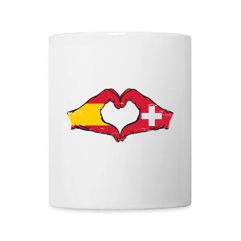 Espagne Suisse Drapeau Mains Coeur Forme Utilisé - Mug blanc - blanc - Devant