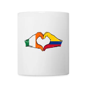 Ireland Colombia Flag Hands Heart Shape Used - Mug - white - Front