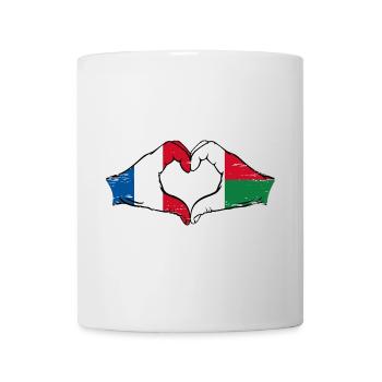 Frankreich Madagaskar Flagge Hände Herzform used - Tasse - Weiß - Vorne