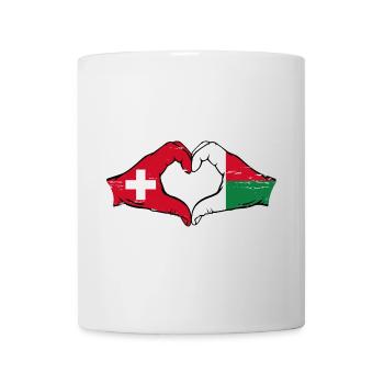 Suisse Madagascar Drapeau Mains Coeur Forme Utilisé - Mug blanc - blanc - Devant