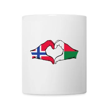 Norvège Madagascar Drapeau Mains Coeur Forme - Mug blanc - blanc - Devant
