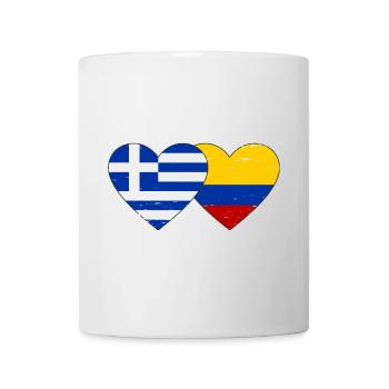 Griechenland Kolumbien Flagge Herz used - Tasse - Weiß - Vorne