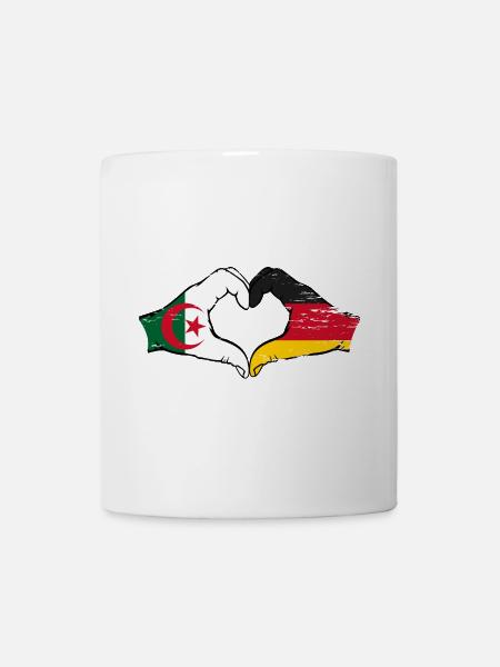 Algerien Deutschland Flagge Hände Herzform used - Tasse - Weiß