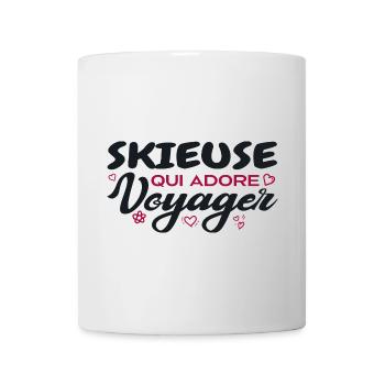 Skieuse globe-trotteuse passionnée de voyages - Mug blanc - blanc - Devant