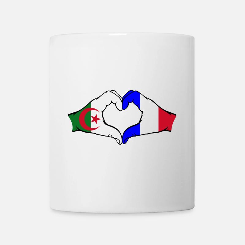 Algérie France Drapeau Mains Coeur Forme - Mug blanc - blanc