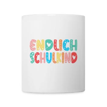EINSCHULUNG ENDLICH SCHULKIND HERZ - Tasse - Weiß - Vorne