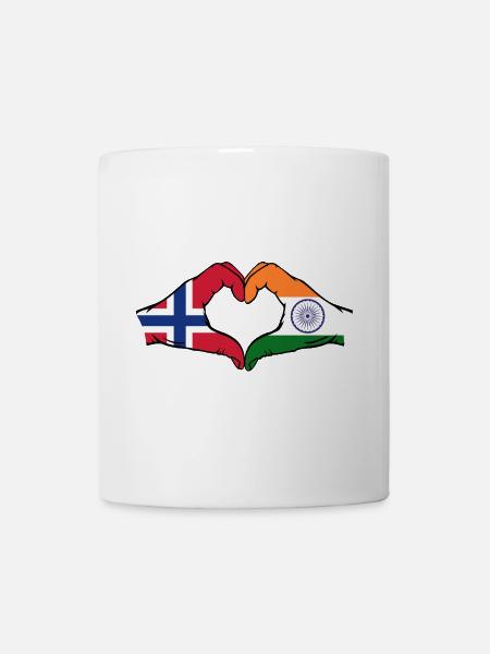 Norwegen Indien Hände Herzform - Tasse - Weiß