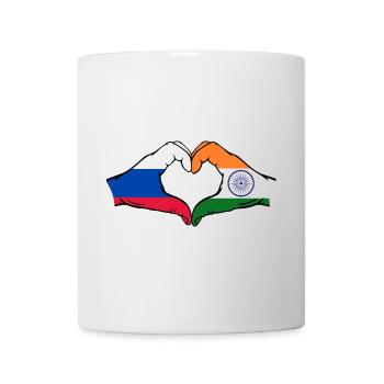 Russia India hands heart shape - Mug - white - Front