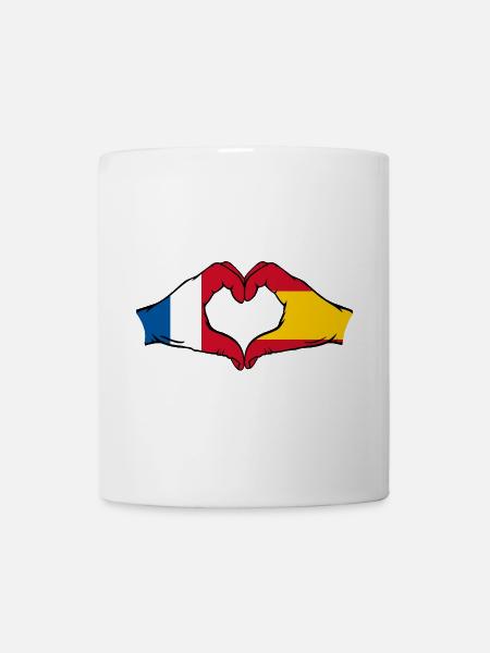 France Espagne mains en forme de cœur - Mug blanc - blanc