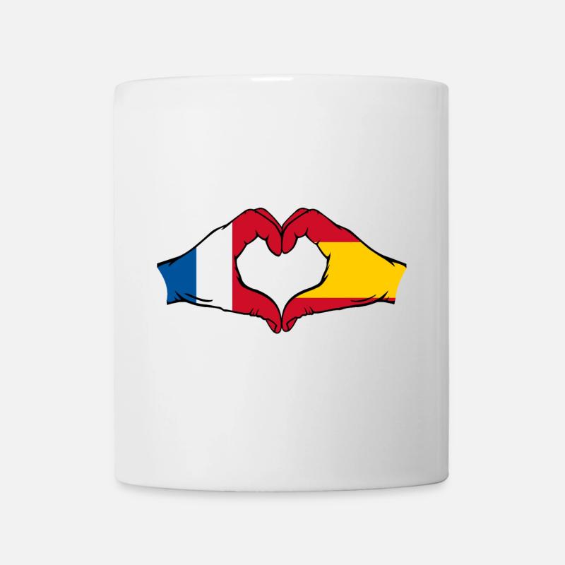 France Espagne mains en forme de cœur - Mug blanc - blanc