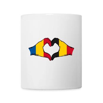 Romania Belgium hands heart shape - Mug - white - Front