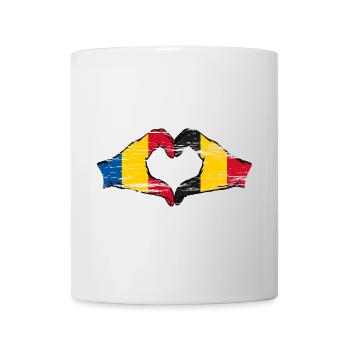 Romania Belgium hands heart shape used - Mug - white - Front