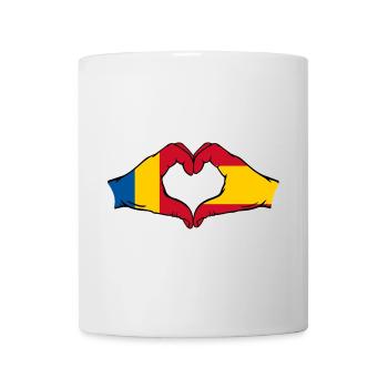 Romania Spain hands heart shape - Mug - white - Front