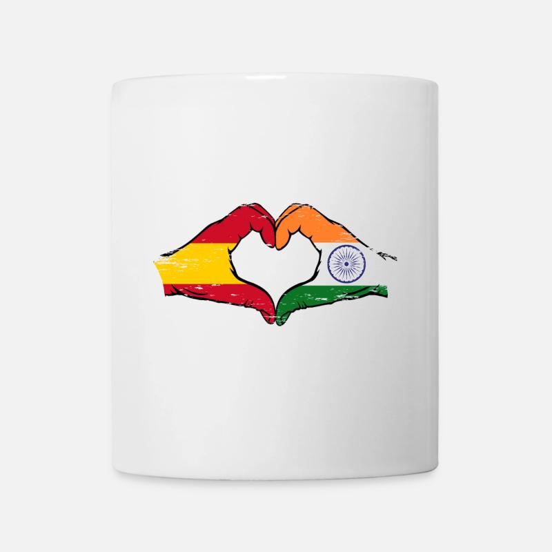 Spanien Indien Hände Herzform used - Tasse - Weiß