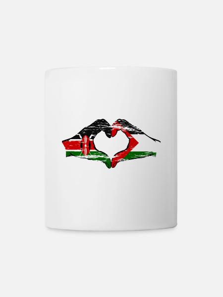 Kenya Palestine Hands Heart Shape used - Mug - white