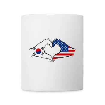 Corée du Sud États-Unis Mains Forme de coeur - Mug blanc - blanc - Devant