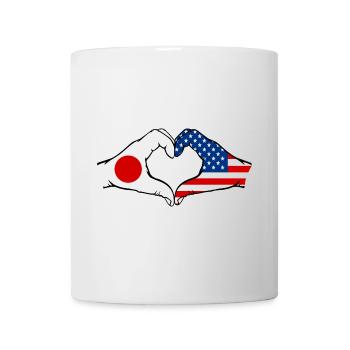 Japon États-Unis mains en forme de cœur - Mug blanc - blanc - Devant