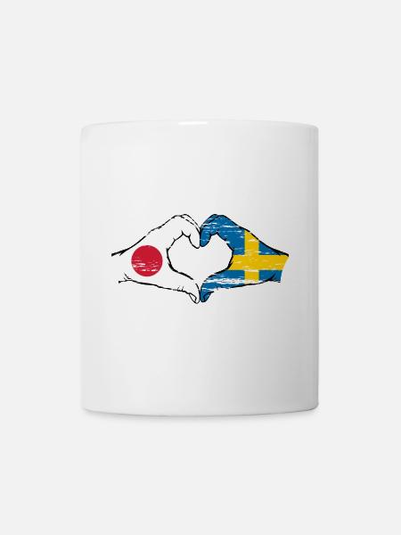 Japan Schweden Hände Herzform used - Tasse - Weiß
