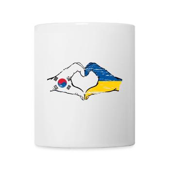 South Korea Ukraine hands heart shape used - Mug - white - Front