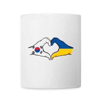 South Korea Ukraine Hands Heart Shape - Mug - white - Front