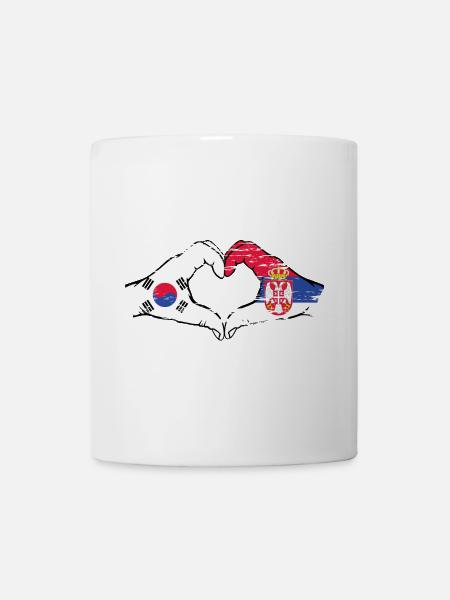 Südkorea Serbien Hände Herzform used - Tasse - Weiß