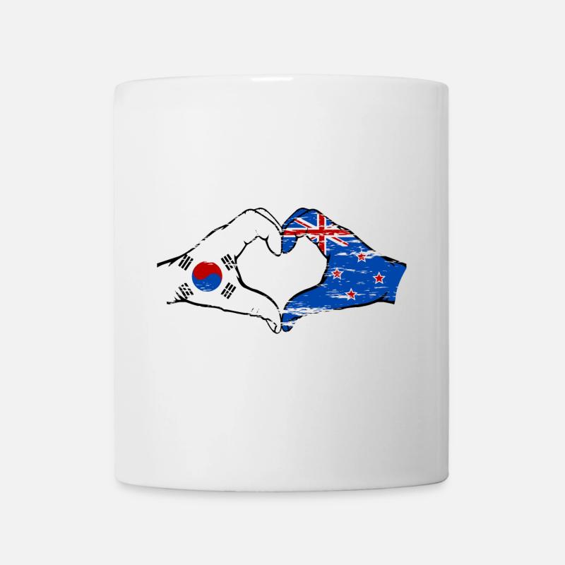 Südkorea Neuseeland Hände Herzform used - Tasse - Weiß
