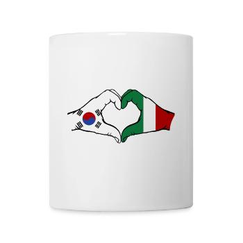 Corée du Sud Italie Mains Forme de coeur - Mug blanc - blanc - Devant