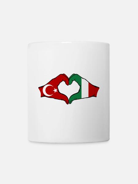 Turquie Italie Mains Forme de Coeur - Mug blanc - blanc