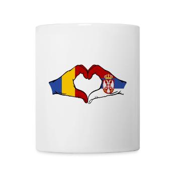 Romania Serbia Hands Heart Shape - Mug - white - Front