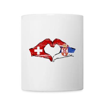 Suisse Serbie Mains Coeur Forme utilisée - Mug blanc - blanc - Devant