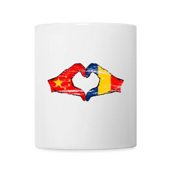 Chine Drapeau Roumanie forme de coeur utilisé - Mug blanc - blanc - Devant