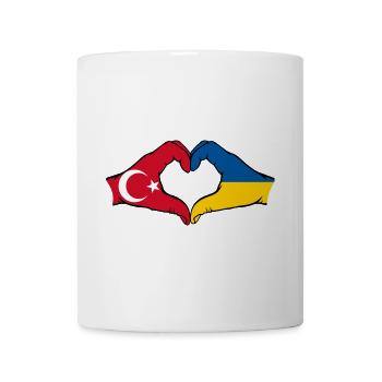 Turkey Ukraine Flag Heart Shape - Mug - white - Front