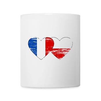 France Pologne Drapeau Coeur utilisé - Mug blanc - blanc - Devant