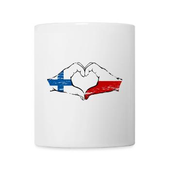 Finlande Pologne drapeau coeur forme utilisé - Mug blanc - blanc - Devant