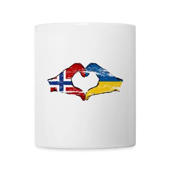 Norwegen Ukraine Flagge Herzform used - Tasse - Weiß - Vorne